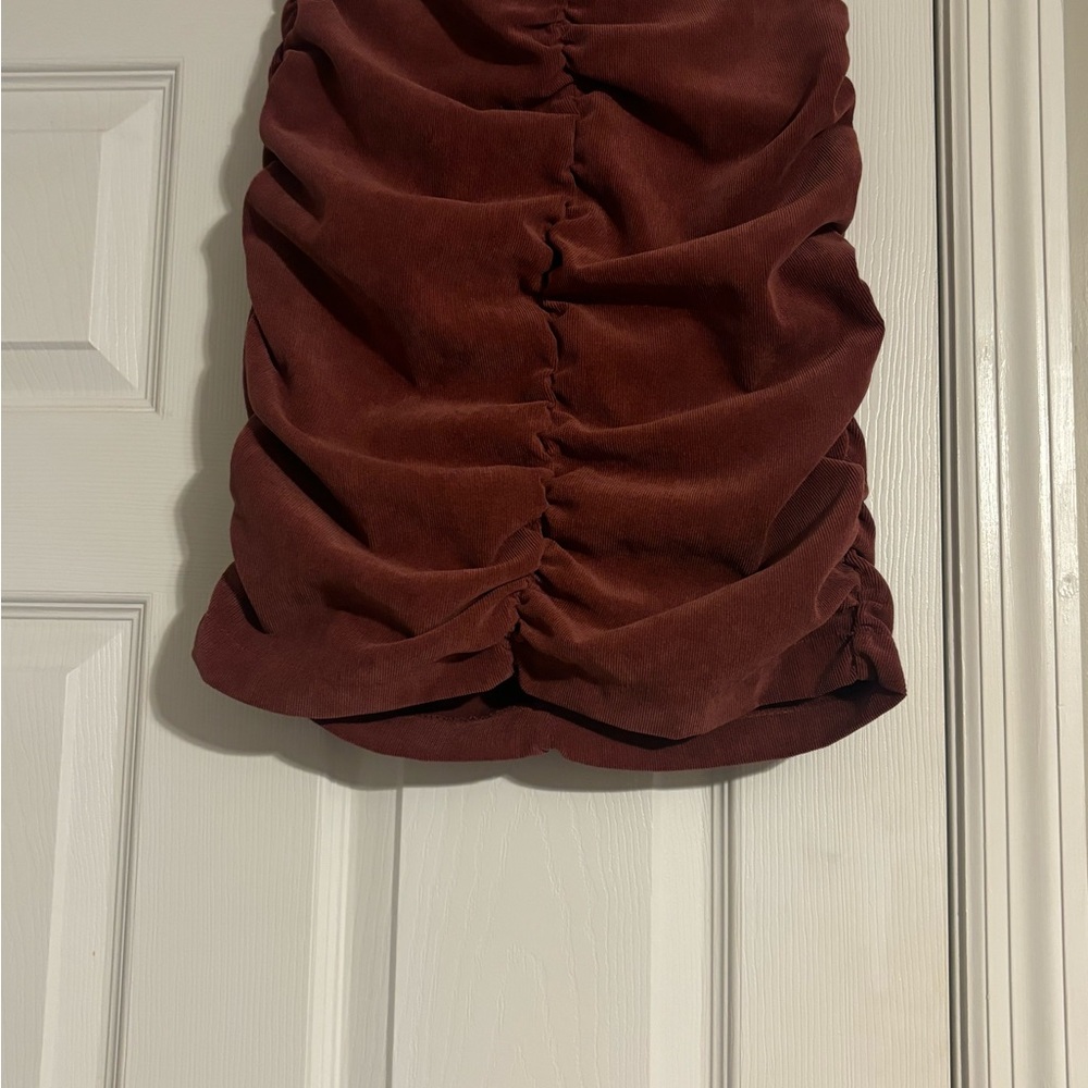 Zara Red Bubble Mini Skirt Ruched Cocktail
